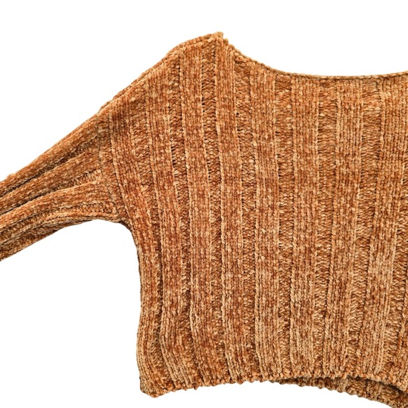 Yellow Crop Chenille Ribbed‎ Y2K Favlux Vintage Academia Cozy Sweater Small - Picture 11 of 14